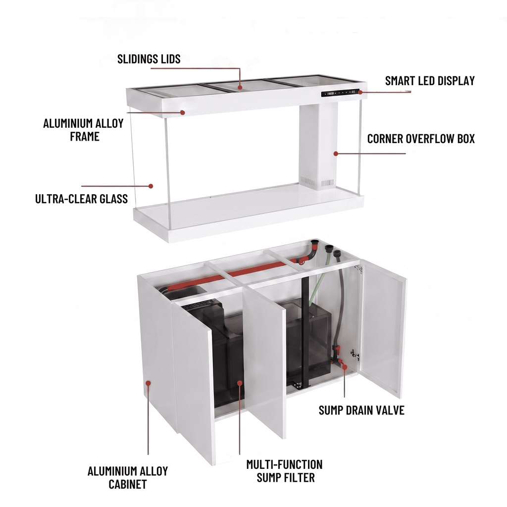 209 Gallon Fish Tank –  Ultra Clear Architecture – White Titan Series