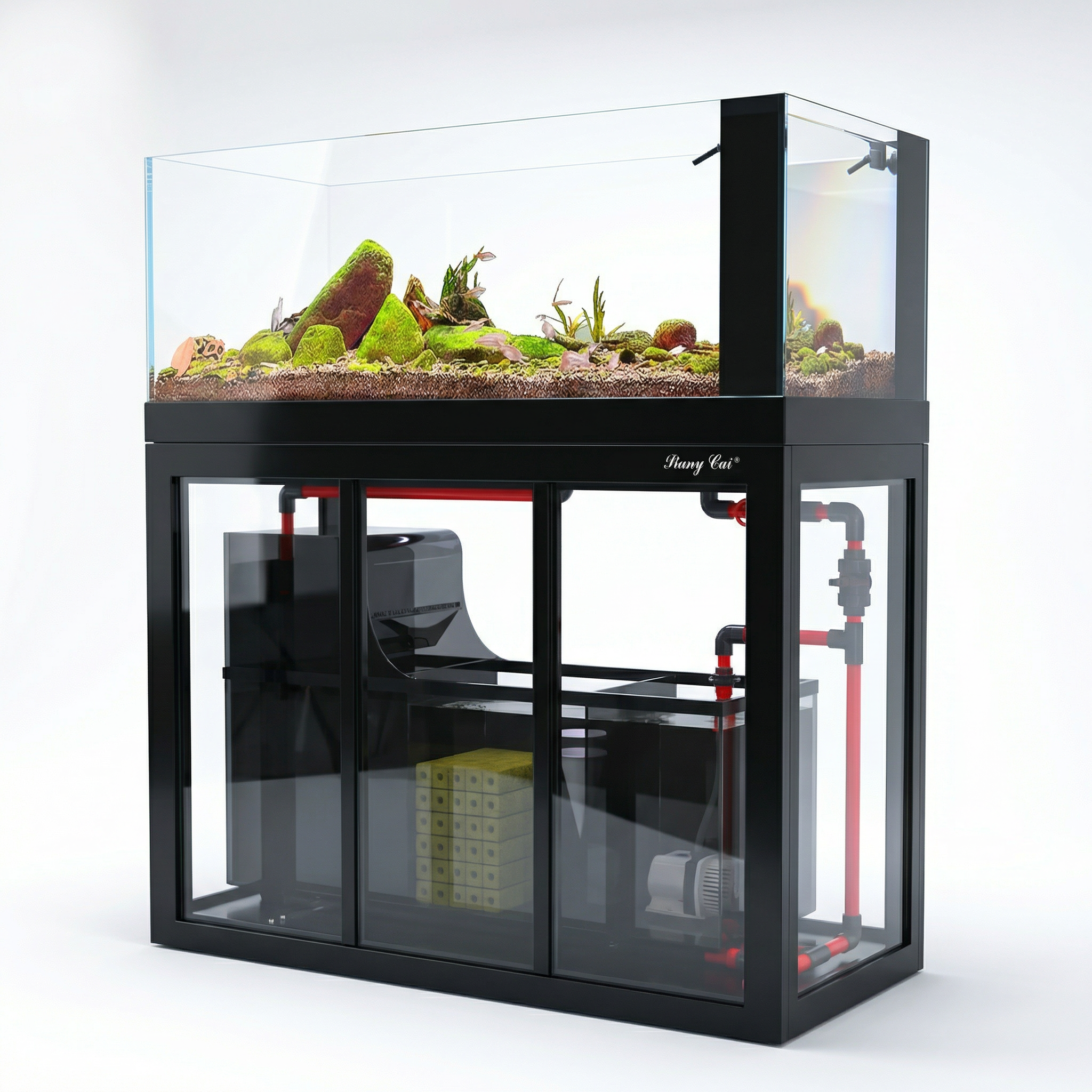 105 Gallon Fish Tank – Ultra Clear Architecture – Black Foundry Series