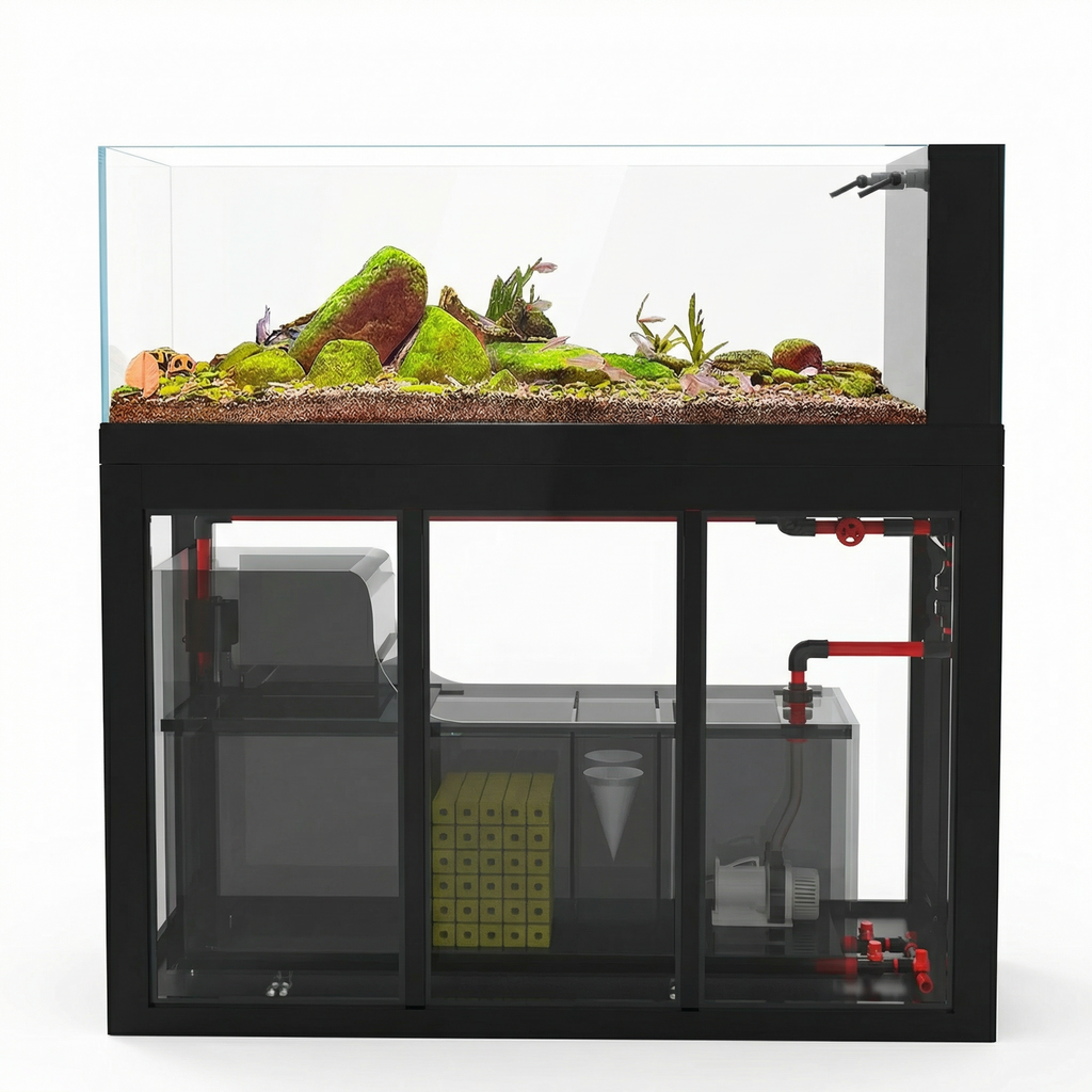 105 Gallon Fish Tank – Ultra Clear Architecture – Black Foundry Series