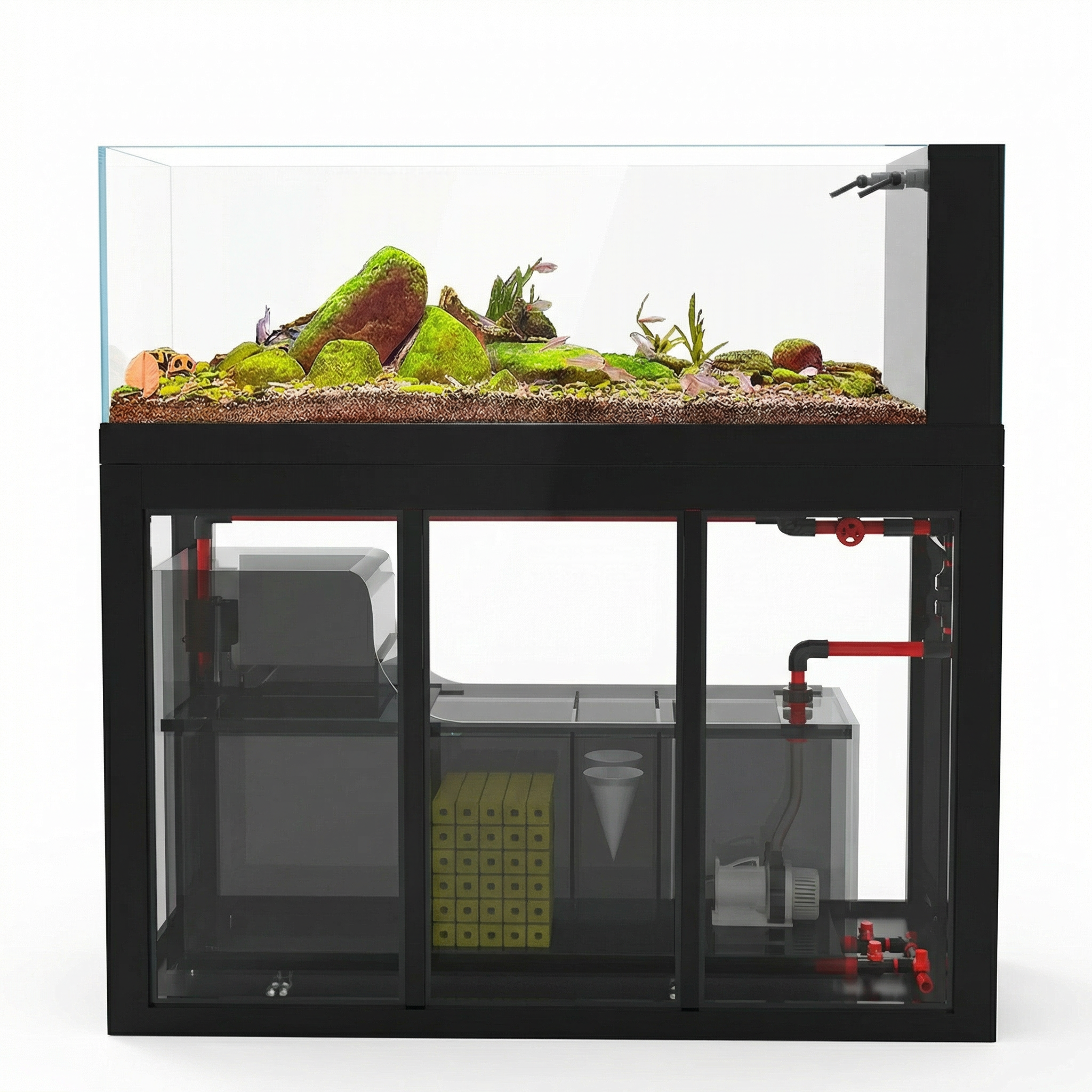 105 Gallon Fish Tank – Ultra Clear Architecture – Black Foundry Series